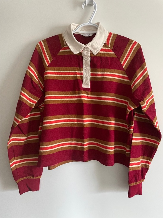 next Tops - Next Red Striped Cropped Rugby Shirt